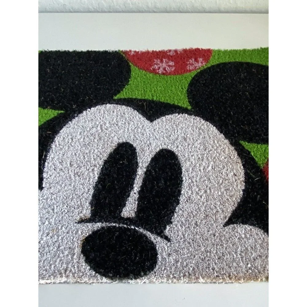 Disney Mickey Mouse Christmas Holiday Ornaments Coir Door Mat 18x28” Outdoor NEW